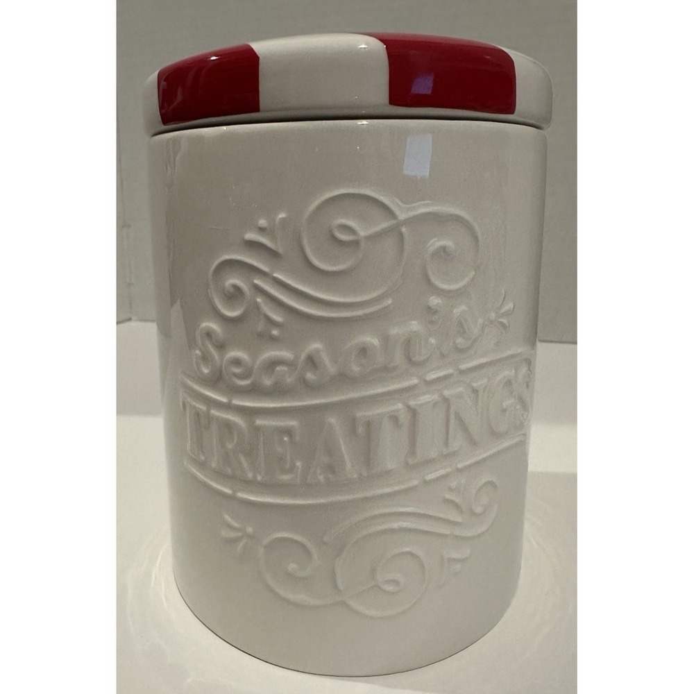 Hallmark Christmas Canister  Seasons Treatings Treat Jar Candy Cane Peppermint